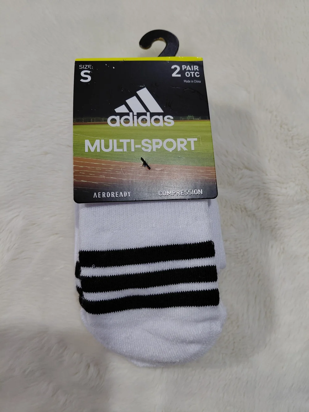 NWT Adidas Multi-Sport White & Black Crew Socks - 2 Pair